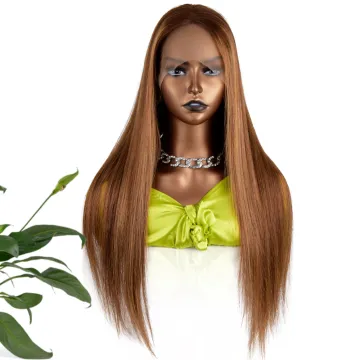 Transparent Colored Blonde HD Closure Afro for Black Women Hat T Part Lace Front Straight Remy Human Hair Wig