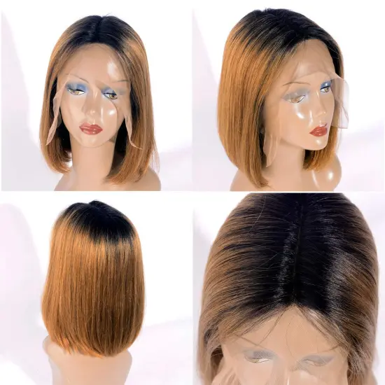 Hot Selling Perruque Pixie Cut Lace Front Original Ombre Bang Curly Nature Natural Human Hair Wig Vendor