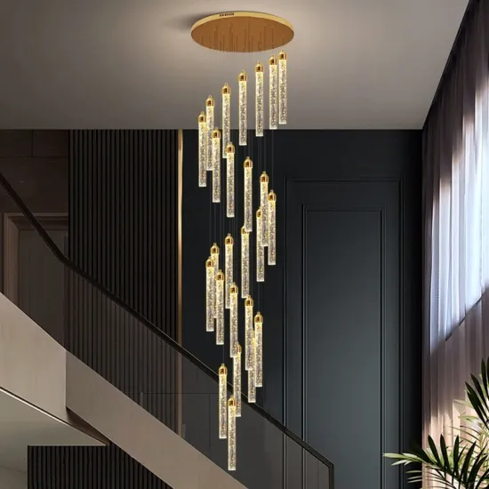 Customizable Duplex Living Room and Staircase Lighting: Crystal LED Chandeliers for Hotels, Dining Rooms, and More