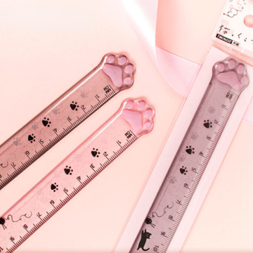 Kawaii Cartoon Cat Claw Ruler - 15cm Plastic School Stationery