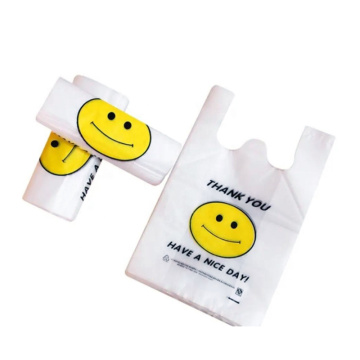 Bolsa de plastico para camisetas bolsa de reutilizar barata Blanca leche para compras con logo para tienda de comestibles