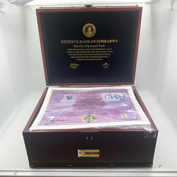400pcs/lot Custom Business Gifts: Paper Nonillion Containers with Zimbabwe Bond Certificate and UV Mark, Packaged in Wooden Box