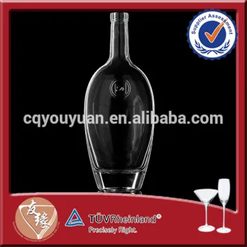 Flat Custom 700ML Cognac Glass Bottles Clear 700ML Wine Standard Bottle