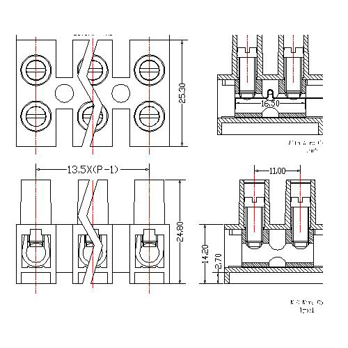 AT803-13.5XXXX-A Feed Through Terminal Block Pitch13.5 mm 