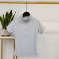 Nieuwe 12 kleuren damesmakerskleding shirt met ritssluiting