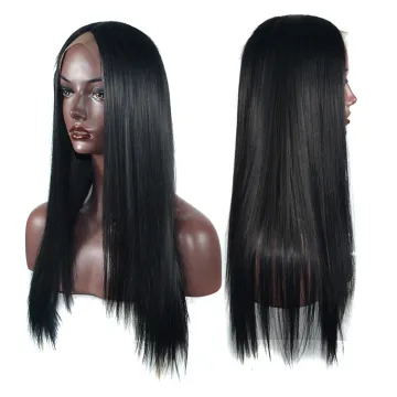 Long Straight Synthetic Fiber Hair Lace Front Wigs Glueless Lace Wigs Natural Black Hair Wig With Baby Hair For Black Wo