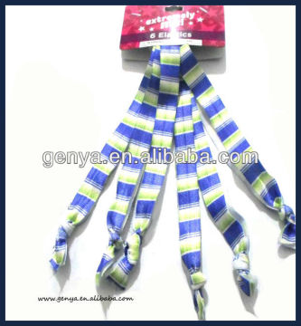 New fabric hair elastics with band printing 6pcs per pack