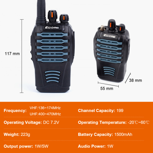 Dernière Ecome ET-528 2 km gamme UHF deux façons de Talkie radio imperméable Talkie