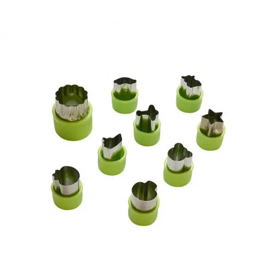 BPA Free 9pcs Flower Star Cartoon Animals Mini Pie Fruit Cookie Stamp Molds & Kid Stainless Steel Fruit and Vegetables Cutter" 

However, if we need to make it more concise and SEO-friendly, consider:

"9pcs BPA Free Cartoon Animal Pie Molds & Stainless S