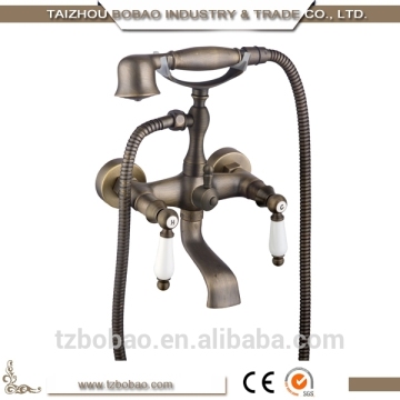 Wall Mounted Double Handles Shower Faucet Antique Telephone Shower Faucet Antique Brass Shower Set Gold-plated Shower Faucets