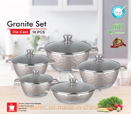 Marble Casserole Set 10 Pieces Aluminum Casserole Ceramic Coating Kitchenware Set