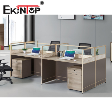 Aluminum Profile Double Office Cubicle Workstation Partition Desk for 4 People
