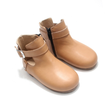 Fashion Leather Rubber Sole Kids Boots