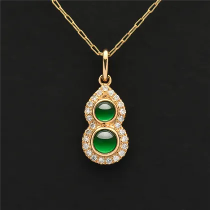 Diamond-encrusted Jade Jadeite Gourd Clavicle Chain Pendant