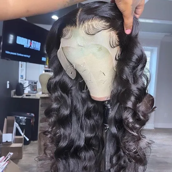 Glueless Human Hair Wig Vendor Peruvian Raw Virgin Hair Body Wave Swiss Lace Wig Lace Front Wigs