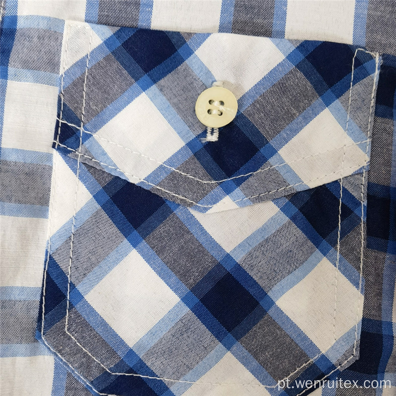 Camisas elegantes de manga curta xadrez estampado