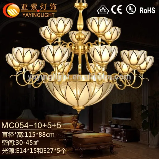 Simple creative style antique glass brass copper chandelier