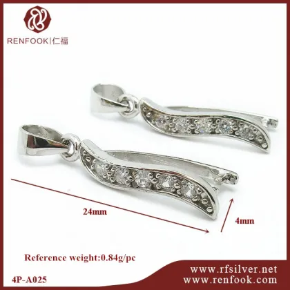 Renfook unique silver jewelry sterling silver crystal pendant bail