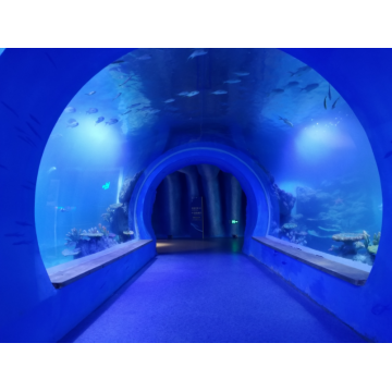 Grand tunnel en verre acrylique incurvé ultra clair