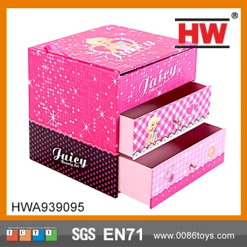 Girl Pretend Play Toy Paper Kids Jewelry Box