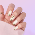 Waterproof Luxury almond false nail with golden liners