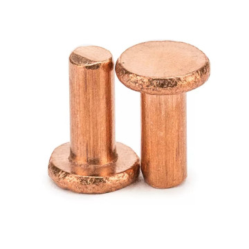 Custom Red Copper Flat Head Solid Rivet - 4x8mm, 50mm Length - Rivets and Nails