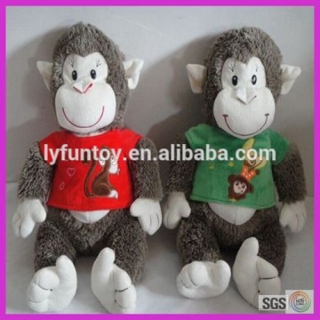 Custom made stuffed monkey plush toys with t-shirt