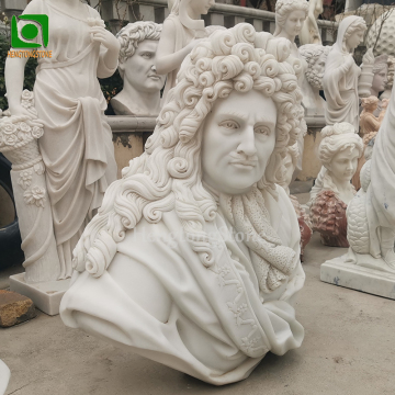 Busto di marmo bianco fatto a mano di un uomo riccio per la decorazione della casa