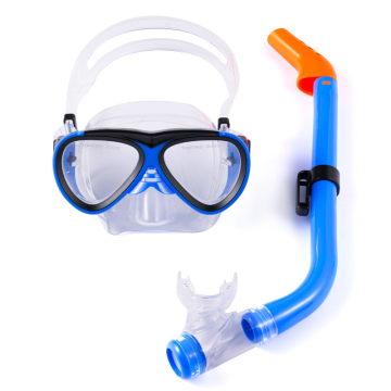 Kids Double Lens PVC Snorkeling and Diving Mask Sets in Blue