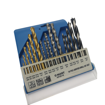 16-Piece Sorted Drill Bit Set: Comprehensive Tool Kit for Various Applications