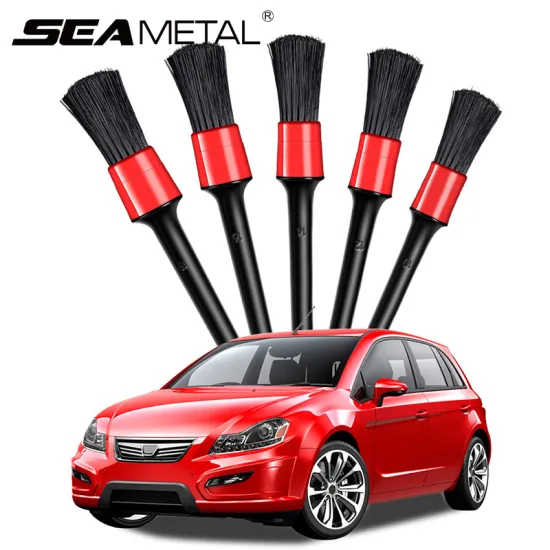 5pcs Car Wash Brush Detailing Cleaning Auto Care Brush Wash Accessories for Wheel Gap Rims Dashboard Air Vent Trim Clean Tools