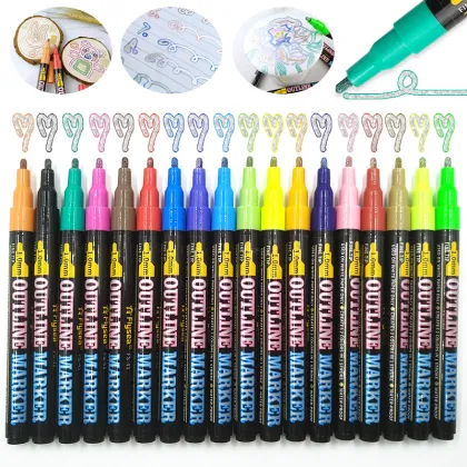 Glitter Two-Line Outline Marker Pen Set - New Arrival Double Line Pens
