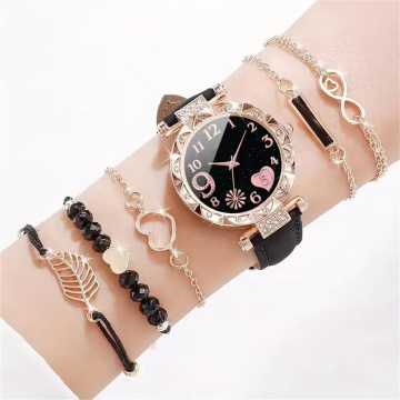 Hot Selling Fashion Elegant Trend Diamond Quartz Bracelet Watch Set for Women