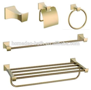 Modern luxury brass gold plated hotel bathroom accessory set