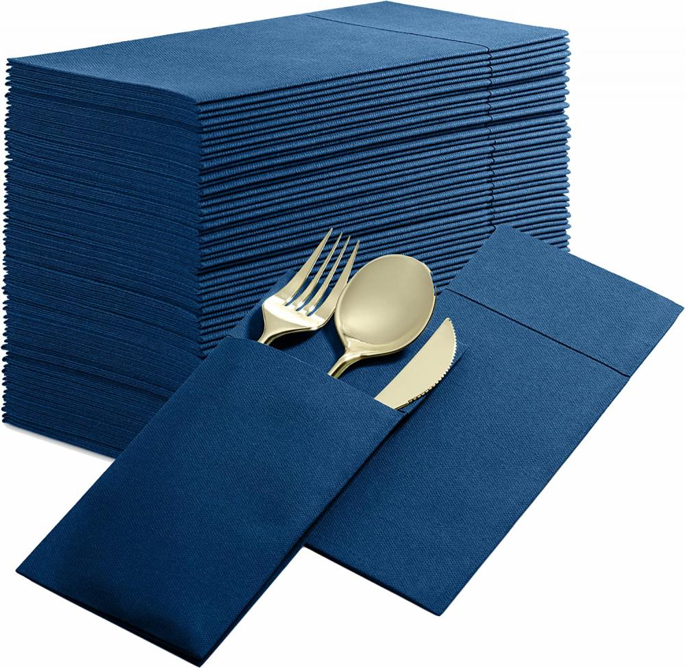 Dinner Napkins with Built-in Flatware Pocket for Silverware