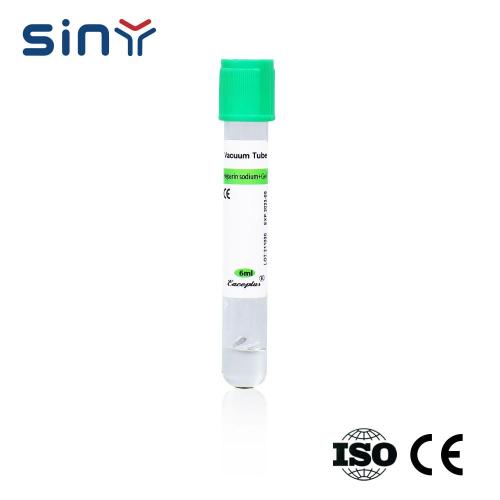 Tube à essai de sang médical siny héparine lithium + gel