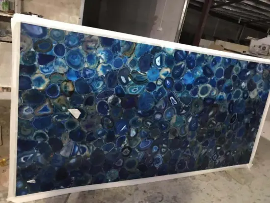Translucent  blue agate slab
