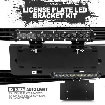 N2 Car SUV 4x4 Front License Plate Mount Slim led Light Bar Bracket Holder with wire harness