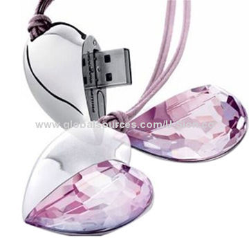 Promotional Jewelry USB Flash Drives with Swarovski Crystal, OEM/OEM Orders are Accepted