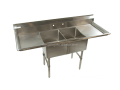 Professional Commercial Stainless Steel Sink with Left and Right Drainboards and Adjustable Feet