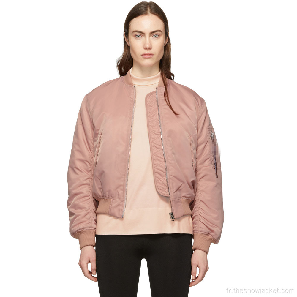 Nouveau blouson aviateur de couleur unie OEM pour femmes