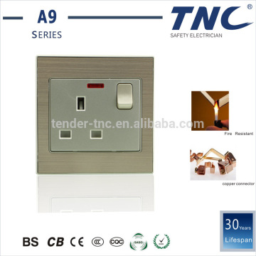 Aluminum wire drawing 13A electric british wall switch