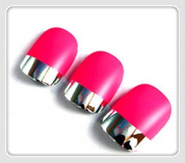 2015 hot sale eco friendly french matellic gold powder Plating art fake Nails set