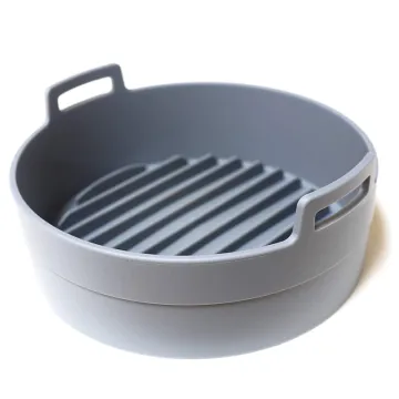 Reusable Baking Circle Liners - Heat Resistant, Gray, Basket Design, Multipurpose, Non-Stick Collapsible Pan Silicone Air Fryer Liners