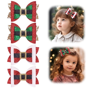 Épingle à cheveux de Noël des filles: clip de paillette pour la sangle de tissu des petites filles