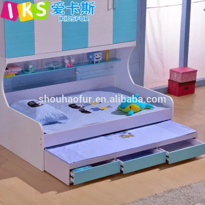 wood children bunk bed with wardrobe 8201