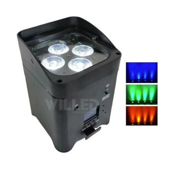 DMX RGBW 4x18W LED PAR Light - Wireless Battery-Powered Quad Uplight for Wedding Party