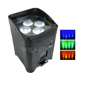 DMX RGBW 4x18W LED PAR Light - Wireless Battery-Powered Quad Uplight for Wedding Party