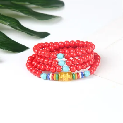 Obsidian Six Character Mantra Bracelet with Pixiu and Single Circle Design: A Stylish Bohemian Accessory for Men and Women