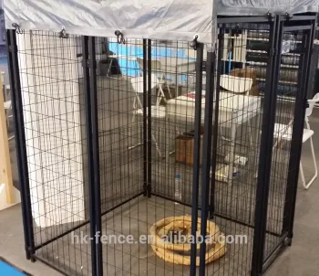 5x6x10 feet heavy duty black powder coated + galvanized steel welded wire mesh dog kennel (Anping pet product expert)